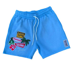 Pantalones cortos de sudor de verano Unisex con logotipo personalizado, ropa de calle serigrafiada, pantalones cortos lavados con ácido desteñidos al sol Vintage, algodón de peso pesado para hombre - Product Image 1