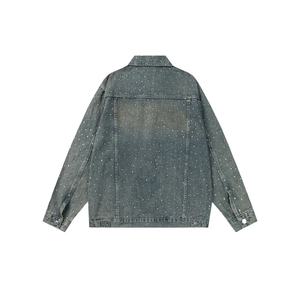 Nuevo logotipo personalizado, diseño elegante, chaqueta fácil de usar para hombre, chaqueta vaquera con diamantes de imitación para hombre - Product Image 2