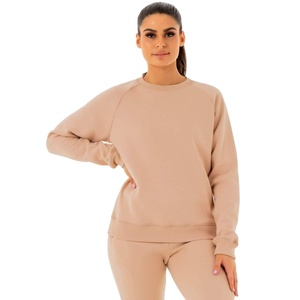 Sudaderas de peso pesado Cintura elástica Logotipo personalizado Sudaderas Oversize Cuello redondo Algodón fino Hecho Mujeres Sudaderas Casuales - Product Image 1