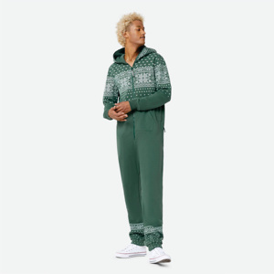 RINT-etail y kets mbroidered OGO 50% Polyester 50% ottotton IDE ocockets con PPER ipper losure nisex Reen lpine Jumpsuit - Product Image 1
