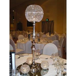 Décoration de mariage gobelet en métal et cristal Bougeoir de table Centre de table Plaqué argent Décoration d'événement de mariage - Product Image 5