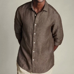 100% Linen <b>Shirts</b> for <b>Men</b> <b>Long</b> <b>Sleeve</b> <b>Mens</b> Dress <b>Shirt</b> Button-up <b>Men's</b> Blouse Customized Casual - Product Image 5