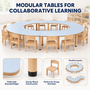 Muebles de Madera Montessori para Niños Pequeños, Juego de Mesa y Sillas para Guardería, Jardín de Infancia, Preescolar - Product Image 2