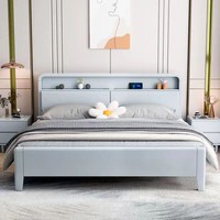 Vente en gros directe usine : Lits doubles king size nordiques en bois massif avec rangement à tiroirs, mobilier de chambre moderne