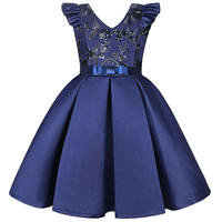 Haute qualité nouveau bambin fille été Satin robe Flutter manches a-ligne Flooral haute couture robe pour enfants fêtes