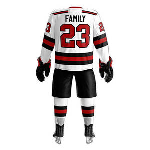 Uniforme de hockey sur glace imprimé par sublimation de haute qualité 2026, tissu 100% polyester, col en V, vêtements d'entraînement surdimensionnés, ensemble d'uniformes de hockey - Product Image 4