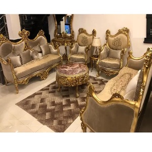 Royal Maharaja <b>7</b>-<b>Seater</b> Italian Baroque Gold Teak Wood Living Room Furniture Set French Style <b>Sofa</b> for Home Use - Product Image 1