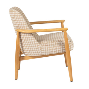 Sillón Rondic de Tela con Diseño de Pata de Gallo Marrón, Patas de Madera, Diseño Minimalista, Asiento Acolchado Cómodo para el Hogar, Oficina, Sala de Estar - Product Image 4