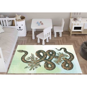 Alfombra con Estampado de Serpiente: Ilustraciones de Serpientes Abstractas, Florales y de Animales, con Pelo Suave - Product Image 3