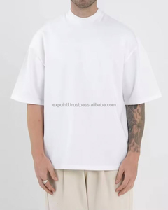 Cuello de embalaje 350G 200 Oversize Summer 300 Gsm Design Cotton Blank Logo Recortado Custom Men's Fit T-Shirts Boxy T Shirt - Product Image 5