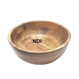 Gran oferta, cuencos de frutas rústicos, Natural cuenco profundo de madera, contenedor de comida duradero redondeado decorativo, cuencos de madera de Acacia - Product Image 5