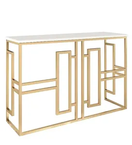 Classic <b>Console</b> <b>Table</b> with White <b>Marble</b> in Golden Metal Finish Home Furniture Manufacturer Wholesaler factory direct sale - Product Image 1