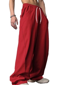 Custom Design High Quality Casual Loose Oversize Baggy <b>Men's</b> Sweatpants Premium Quality <b>Red</b> Color Wide Leg Baggy <b>Trouser</b> Pants - Product Image 3