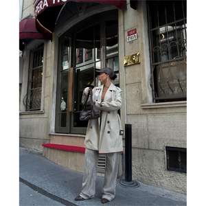 Trench court décontracté couleur écru, taille ajustée, confortable et élégant - Product Image 4