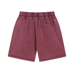 Short en coton pour hommes personnalisé Vintage Sun Dye Fade Sweat Shorts en coton vieilli coupe bord bouffant impression Shorts d'été pour hommes délavés à l'acide - Product Image 4