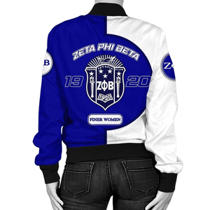 Veste en satin pour femmes Zeta Phi Beta Sorority Premium 1920 Bleu Blanc Vêtements grecs Broderie du bouclier ZPB Vêtements universitaires - Product Image 2