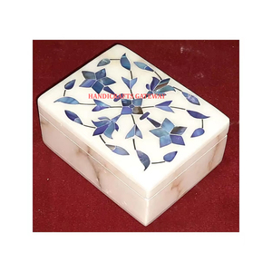 กล่องของขวัญฝังหินอ่อนอะลาบาสเตอร์ประดับมุกสีฟ้า - Product Image 1