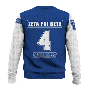 ZPhiB 1920 Zeta Phi Beta pull tricot sororité vie grecque bleu blanc Chenille broderie Divine neuf vêtements Premium - Product Image 2