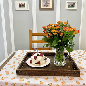 Bandeja grande de madera para servir con asas, bandeja rectangular para servicio de desayuno, patrones de bandeja de café, servir alimentos, bebidas, 2024 - Product Image 1