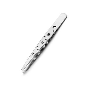 Pince à épiler en acier inoxydable de haute qualité avec poignée perforée à pointe inclinée pour la maison et le salon - Product Image 1