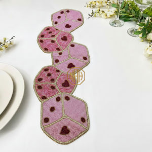 Chemin de table en perles, sous-plat, fait à la main, brodé, multicolore, décoration stylée - Product Image 4