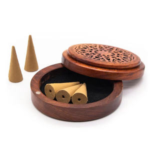 NATURAL WOOD <b>AGARWOOD</b> BOX / ELEGANT ROUND <b>INCENSE</b> HOLDER / MADE in VIETNAM - Product Image 3