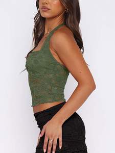 Tops en dentelle pour femmes Halter Sexy Going Out Tank Crop Y2K Fashion Top 2025 Trendy - Product Image 2