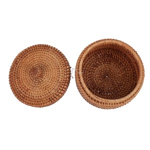 Handcrafted Round <b>Rattan</b> <b>Storage</b> Basket with Lid for Elegant Home Decor and Organization - Product Image 4