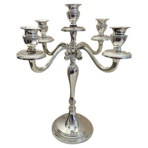 Haute qualité 3 bras en aluminium candélabre bougeoir finition argentée artisanat mariage décoration de table maison déco pièce maîtresse - Product Image 2