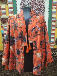 Chaqueta de Bata de terciopelo de algodón para mujer, tamaño libre para el hogar o el vestido nupcial, temporada de primavera y verano con estampado de Safari en la jungla - Product Image 3