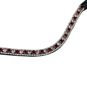 Belle courbée de haute qualité à la mode cheval bride rouge rose cristaux faits à la main en cuir équestre étincelant strass - Product Image 2