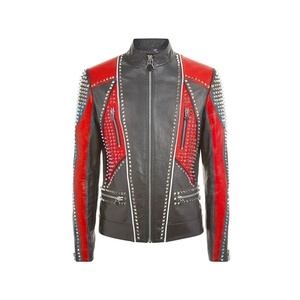 Multi-Color Punk-Style European-Style and American Motorcycle-Graffiti Printing-Rivet Women's Jackets - Product Image 3