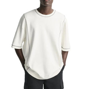 OEM personalizado impreso hombres gota hombro 100% algodón camiseta peso pesado 260 gramos liso diseño de gran tamaño - Product Image 5