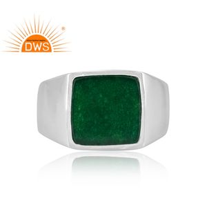 Best Selling Fine Sterling <b>Silver</b> Dyed <b>Emerald</b> Gemstone Band <b>Ring</b> Custom Jewelry for Women Gift for Her - Product Image 3