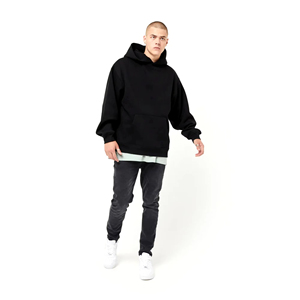 Hoodie d'hiver surdimensionné pour homme, style streetwear hip-hop de luxe, 100% coton, molleton épais, broderie personnalisable - Product Image 3