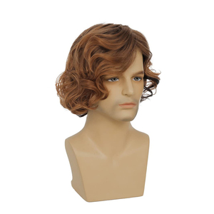 Perruques personnalisables pour hommes avec base de toupet en dentelle confortable style court et droit durable doux au toucher noir et blond pour la calvitie - Product Image 1