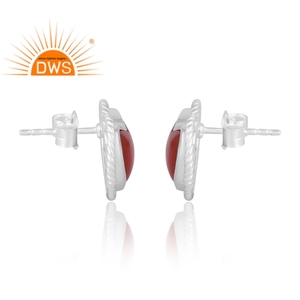 Tendance Design 925 argent Sterling naturel rouge Onyx pierre précieuse boucle d'oreille bijoux personnalisés pour les femmes cadeau pour elle - Product Image 4