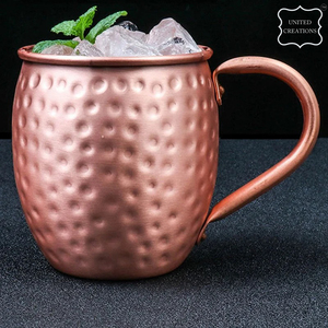 Taza de cobre de mula de Moscú antigua, taza de cóctel lisa y martillada con asa para café y bebidas para el regreso a la escuela - Product Image 5