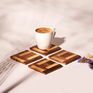 Luxury Round Wooden <b>Coasters</b> Set | OEM Bulk Wholesale Wood <b>Drink</b> <b>Coasters</b> with Non-Slip Base for Home, Office & Restaurants - Product Image 4