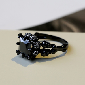 Jeulia Black Tone Princess Cut Sterling Silver <b>Skull</b> <b>Ring</b> for Anniversary - Product Image 4