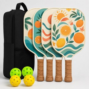 Juego de Raquetas de Pickleball Portátiles HYM Honeycomb, 4 Palas, 4 Pelotas, 1 Bolsa, Kit Deportivo Familiar Completo para Interiores y Exteriores - Product Image 1