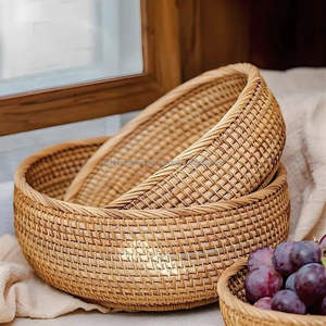 Paniers à pain en rotin de meilleure qualité bols ronds en osier pour le stockage des fruits maison et cuisine organisation miel brun lot de 3 - Product Image 4