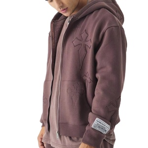 Ensemble de survêtements à capuche en coton surdimensionné unisexe survêtement deux pièces personnalisé imprimé brodé lavage à l'acide pantalon de survêtement évasé jogging - Product Image 1