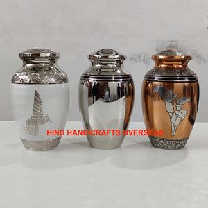 Urna de cremación naranja con diseño de flores, producto funerario para almacenamiento de cenizas humanas, urna de cremación con diseño personalizado, fabricación en India - Product Image 2