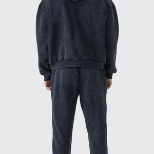 Streetwear d'hiver pour hommes en gros Ensemble de survêtement écologique en molleton uni à capuche Grande taille Logo personnalisé de haute qualité en stock - Product Image 2