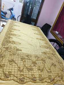 Sonali Dirca Hand Beaded Embroidered Satin <b>Fabric</b> Lightweight Cross-Stitched Pattern Accessory Woven Techniques - Product Image 3