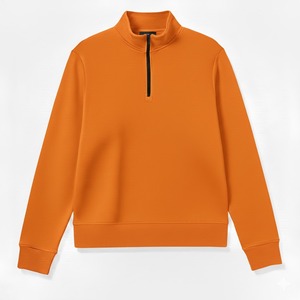 Fall Winter Man Outfit Fashion Half Zip Plain Color Casual Hoodies <b>Men</b> Sweatpants Hot Trending <b>Orange</b> Outfits - Product Image 1