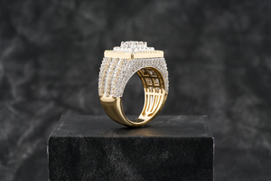 Men's Ring Trend Hip Hop Ice Out 10K 14K 18K <b>Gold</b> Full VVS Natural Diamond Rounded and Baguette Ring Luxury <b>Costume</b> <b>Jewelry</b> - Product Image 2