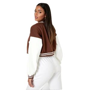 2025 Top corto personalizado para mujer, chaqueta Varsity, nuevo estilo Varsity, colección de invierno, Top corto de punto estampado de algodón, Varsity - Product Image 3