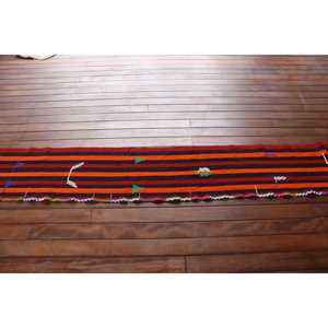 1.4x10.8 ft <b>Runner</b> Turkish Rug, <b>Red</b> Check Vintage Rug - Product Image 3